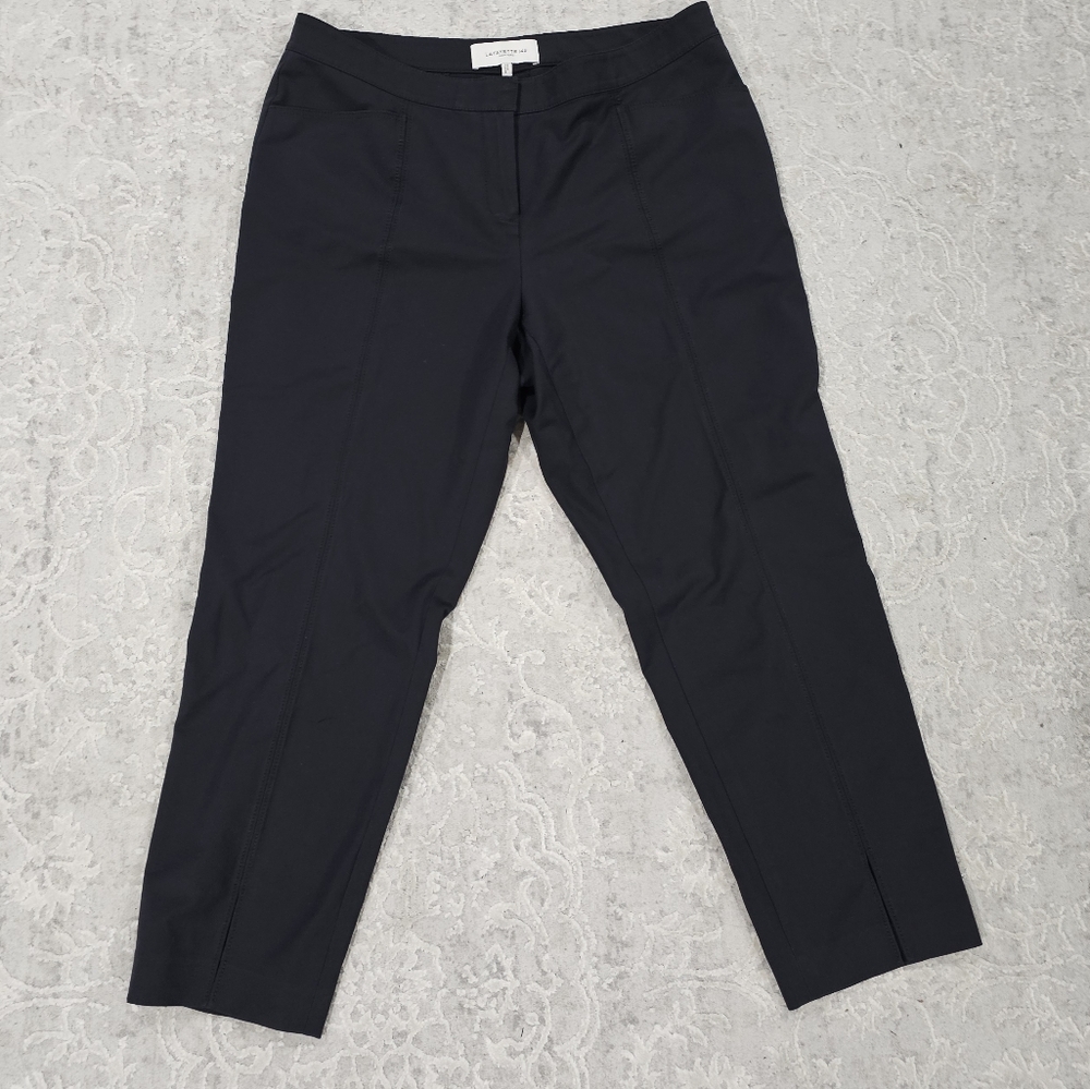 Lafayette 148 Black Tapered Split Hem Ankle pants‎ Trousers size 10